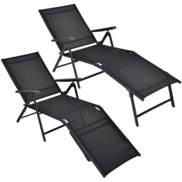 Costway Set of 2 Black Adjustable Foldable Chaise Lounge Chair - Size: 81 x 66 x 37cm - Wilko - thumbnail 3