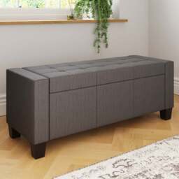 GFW Verona Charcoal Grey Ottoman Storage Bench - Size: 39 x 104 x 39cm - Wilko