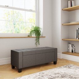 GFW Verona Charcoal Grey Ottoman Storage Bench - Size: 39 x 104 x 39cm - Wilko - thumbnail 3