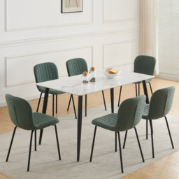 Bella Set of 6 Green Teddy Faux Fur Stitched Design Dining Chairs - MCC - Wilko - thumbnail 7