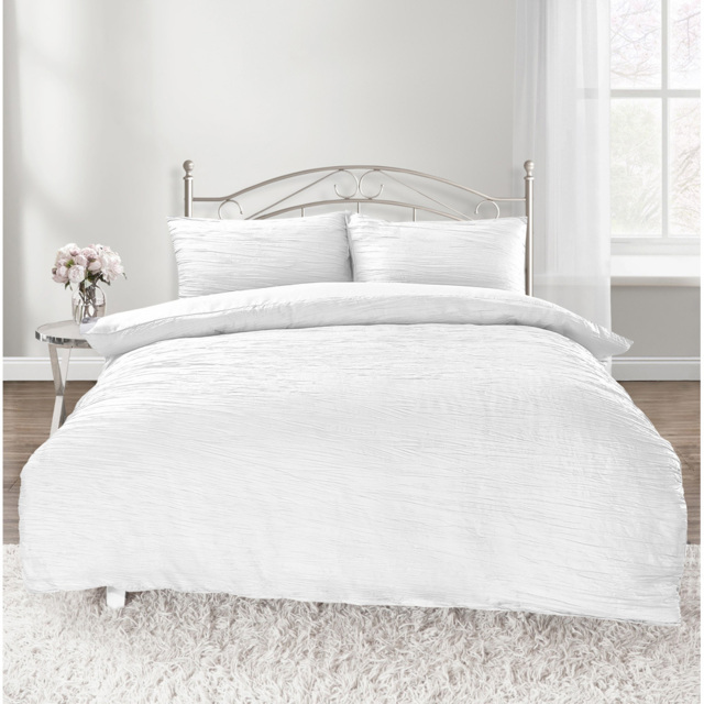 Velosso Calais King Size White Crinkle Duvet Set - Wilko - image 1