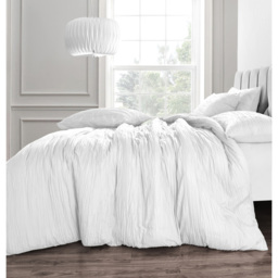 Velosso Calais King Size White Crinkle Duvet Set - Wilko - thumbnail 5