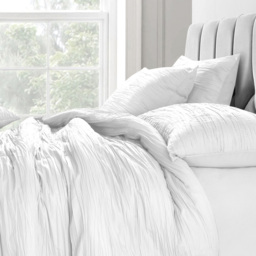 Velosso Calais King Size White Crinkle Duvet Set - Wilko - thumbnail 3