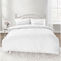 Velosso Calais King Size White Crinkle Duvet Set - Wilko - thumbnail 1