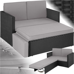 tectake Corfu Black and Grey 2 Seater Garden Sofa - Wilko - thumbnail 3