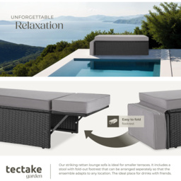 tectake Corfu Black and Grey 2 Seater Garden Sofa - Wilko - thumbnail 5