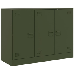 vidaXL 3 Door Olive Green Metal Sideboard - Size: 73 x 99 x 39cm - Wilko - thumbnail 3