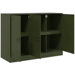 vidaXL 3 Door Olive Green Metal Sideboard - Size: 73 x 99 x 39cm - Wilko - thumbnail 7