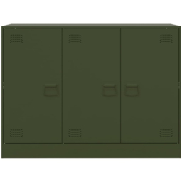 vidaXL 3 Door Olive Green Metal Sideboard - Size: 73 x 99 x 39cm - Wilko - thumbnail 4