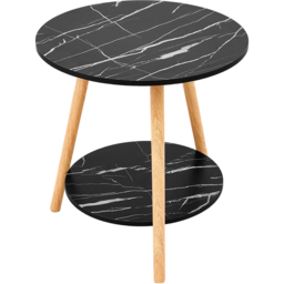 Living and Home 2 Shelf Black Marble Effect Side Table - Size: 50 x 50 x 50cm - Wilko - thumbnail 3