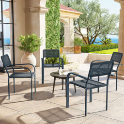 Outsunny Set of 4 Dark Grey Rattan Effect Stackable Garden Chairs - Size: 83 x 55 x 60cm - Wilko - thumbnail 1