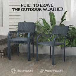 Outsunny Set of 4 Dark Grey Rattan Effect Stackable Garden Chairs - Size: 83 x 55 x 60cm - Wilko - thumbnail 6