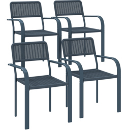 Outsunny Set of 4 Dark Grey Rattan Effect Stackable Garden Chairs - Size: 83 x 55 x 60cm - Wilko - thumbnail 3