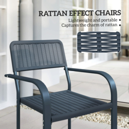 Outsunny Set of 4 Dark Grey Rattan Effect Stackable Garden Chairs - Size: 83 x 55 x 60cm - Wilko - thumbnail 5