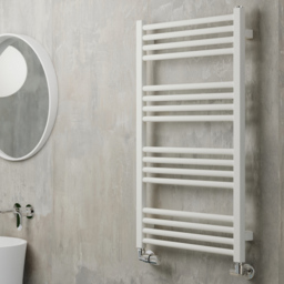 Terma Fiona 1323BTU Soft Matt White Heated Towel Rail 900 x 500mm - Size: 90 x 50 x 7.2cm - Wilko - thumbnail 3