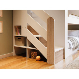 Flair Zeno White and Oak Low Bunk Bed with Staircase and Storage - Size: Single - Wilko - thumbnail 5