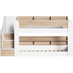 Flair Zeno White and Oak Low Bunk Bed with Staircase and Storage - Size: Single - Wilko - thumbnail 4