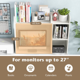 Costway 6 Shelf White Wooden Desktop Bookshelf - Wilko - thumbnail 6