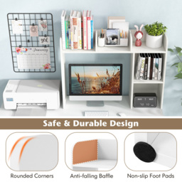 Costway 6 Shelf White Wooden Desktop Bookshelf - Wilko - thumbnail 7