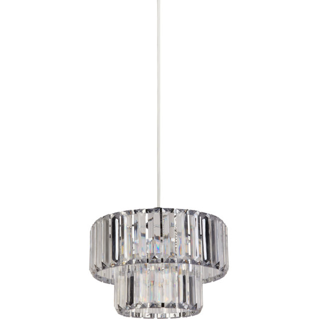 Lighting Collection 2 Tier Chrome and Acrylic LED Shade - Size: 17 x 26 x 26cm - Clear - Wilko - image 1