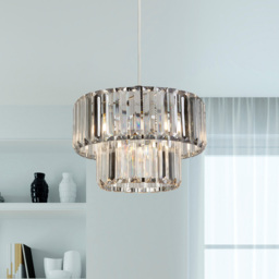 Lighting Collection 2 Tier Chrome and Acrylic LED Shade - Size: 17 x 26 x 26cm - Clear - Wilko - thumbnail 3