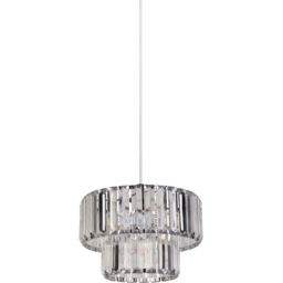 Lighting Collection 2 Tier Chrome and Acrylic LED Shade - Size: 17 x 26 x 26cm - Clear - Wilko