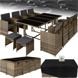 tectake Palma 12 Seater Natural and Dark Grey Garden Dining Set - Brown - Wilko - thumbnail 3