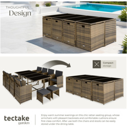 tectake Palma 12 Seater Natural and Dark Grey Garden Dining Set - Brown - Wilko - thumbnail 5