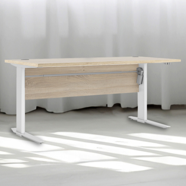 Florence Electric Height Adjustable Desk Oak and White - Size: 80.1 x 150.1 x 75.2cm - Furniture to Go - Wilko - image 1