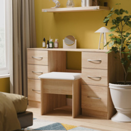 Crowndale Avon 6 Drawer Bardolino Oak Kneehole Desk Ready Assembled - Size: 79 x 125 x 39cm - Wilko - thumbnail 7
