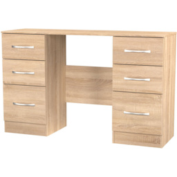 Crowndale Avon 6 Drawer Bardolino Oak Kneehole Desk Ready Assembled - Size: 79 x 125 x 39cm - Wilko - thumbnail 3