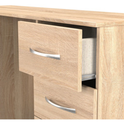 Crowndale Avon 6 Drawer Bardolino Oak Kneehole Desk Ready Assembled - Size: 79 x 125 x 39cm - Wilko - thumbnail 5