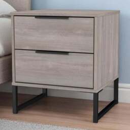 Crowndale Hong Kong 2 Drawer Grey Oak Compact Bedside Cabinet Ready Assembled - Wilko - thumbnail 1