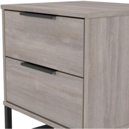 Crowndale Hong Kong 2 Drawer Grey Oak Compact Bedside Cabinet Ready Assembled - Wilko - thumbnail 6
