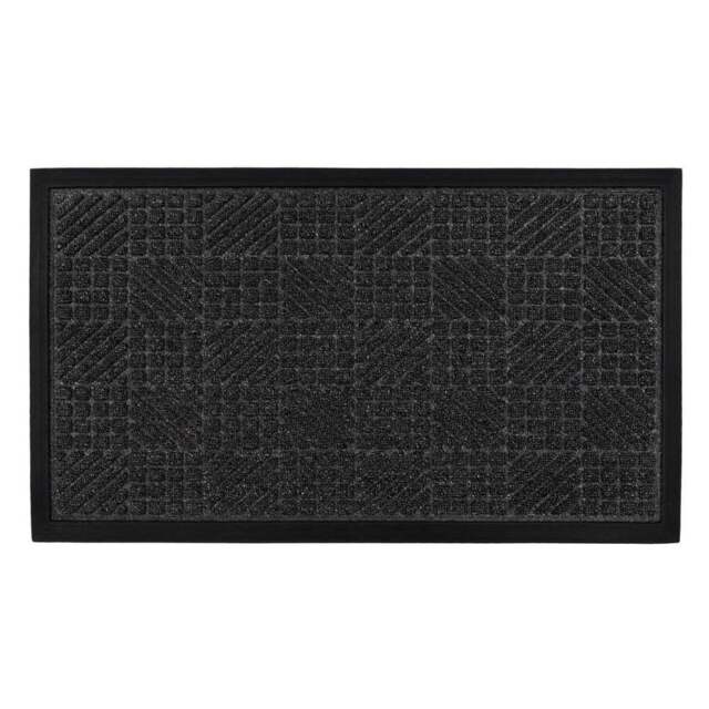 JVL Charcoal Firth Rubber Doormat 40 x 70cm - Grey - JVL Homewares - Wilko - image 1