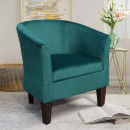 Comfy Living Green Brushed Velvet Tub Chair - Size: Single - Wilko