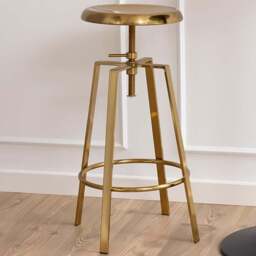 Florence Goose Gold Brushed Steel Height Adjustable Bar Stool - Size: 87 x 41 x 41cm - Furniture To Go - Wilko