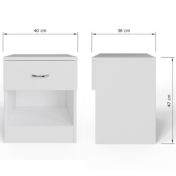 FWStyle Promo Single Drawer White Modern Bedside Table Set of 2 - Wilko - thumbnail 7