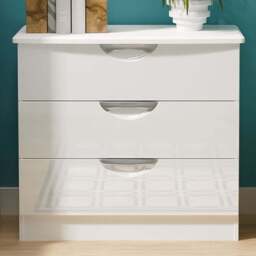 Crowndale Camden 3 Drawer White Gloss and White Chest of Drawers Ready Assembled - White Gloss & White - Wilko - thumbnail 1