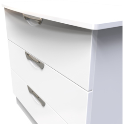 Crowndale Camden 3 Drawer White Gloss and White Chest of Drawers Ready Assembled - White Gloss & White - Wilko - thumbnail 6