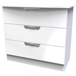 Crowndale Camden 3 Drawer White Gloss and White Chest of Drawers Ready Assembled - White Gloss & White - Wilko - thumbnail 4