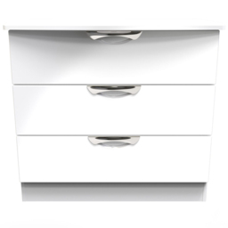 Crowndale Camden 3 Drawer White Gloss and White Chest of Drawers Ready Assembled - White Gloss & White - Wilko - thumbnail 3