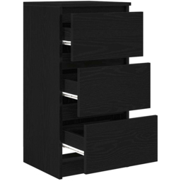 vidaXL 3 Drawer Black Oak Sideboard - Size: 76 x 37.5 x 35cm - Wilko - thumbnail 6