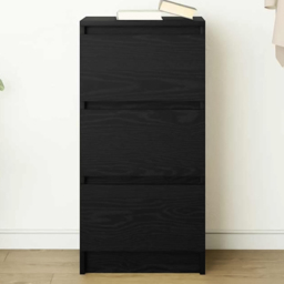 vidaXL 3 Drawer Black Oak Sideboard - Size: 76 x 37.5 x 35cm - Wilko