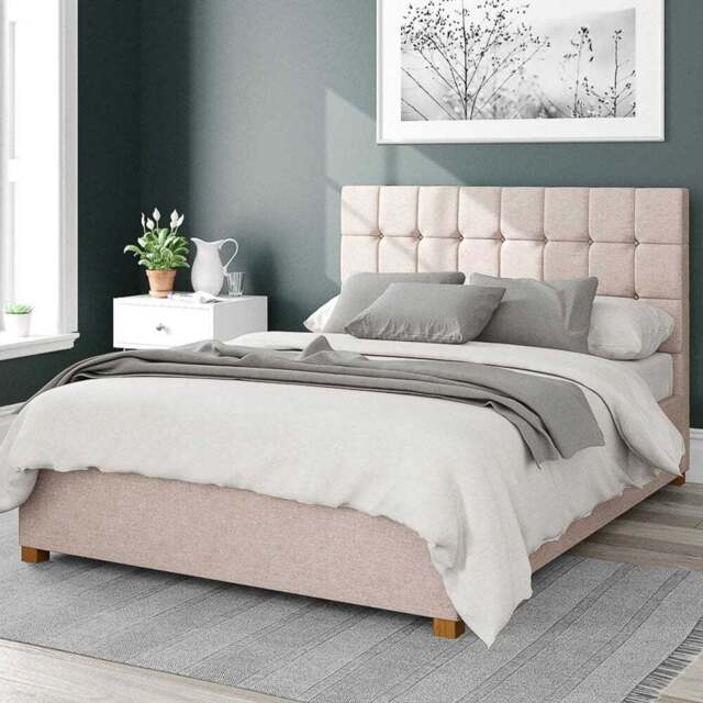 Aspire Sinatra Super King Natural Saxon Twill Ottoman Bed - Cream - Aspire Beds - Wilko - image 1