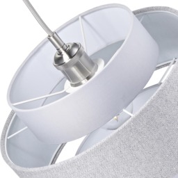 Happy Homewares Herringbone 3 Tier Grey Linen and Cotton Pendant Shade - Size: 20 x 30 x 30cm - Wilko - thumbnail 6