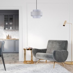 Happy Homewares Herringbone 3 Tier Grey Linen and Cotton Pendant Shade - Size: 20 x 30 x 30cm - Wilko - thumbnail 3