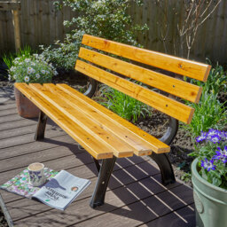 Home Source Clayton 2 Seater Wood and Metal Garden Bench - Size: 70 x 120 x 60cm - Brown - Wilko - thumbnail 6