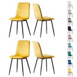 Lexi Set of 4 Yellow Velvet Fabric Dining Chairs - MCC - Wilko - thumbnail 3