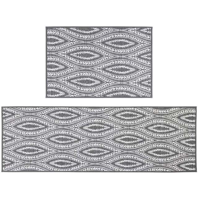 JVL Harmony Eyes Rubber Backed Door Mat and Runner Set - Size: 75 x 50 x 5cm - Grey - Wilko - image 1